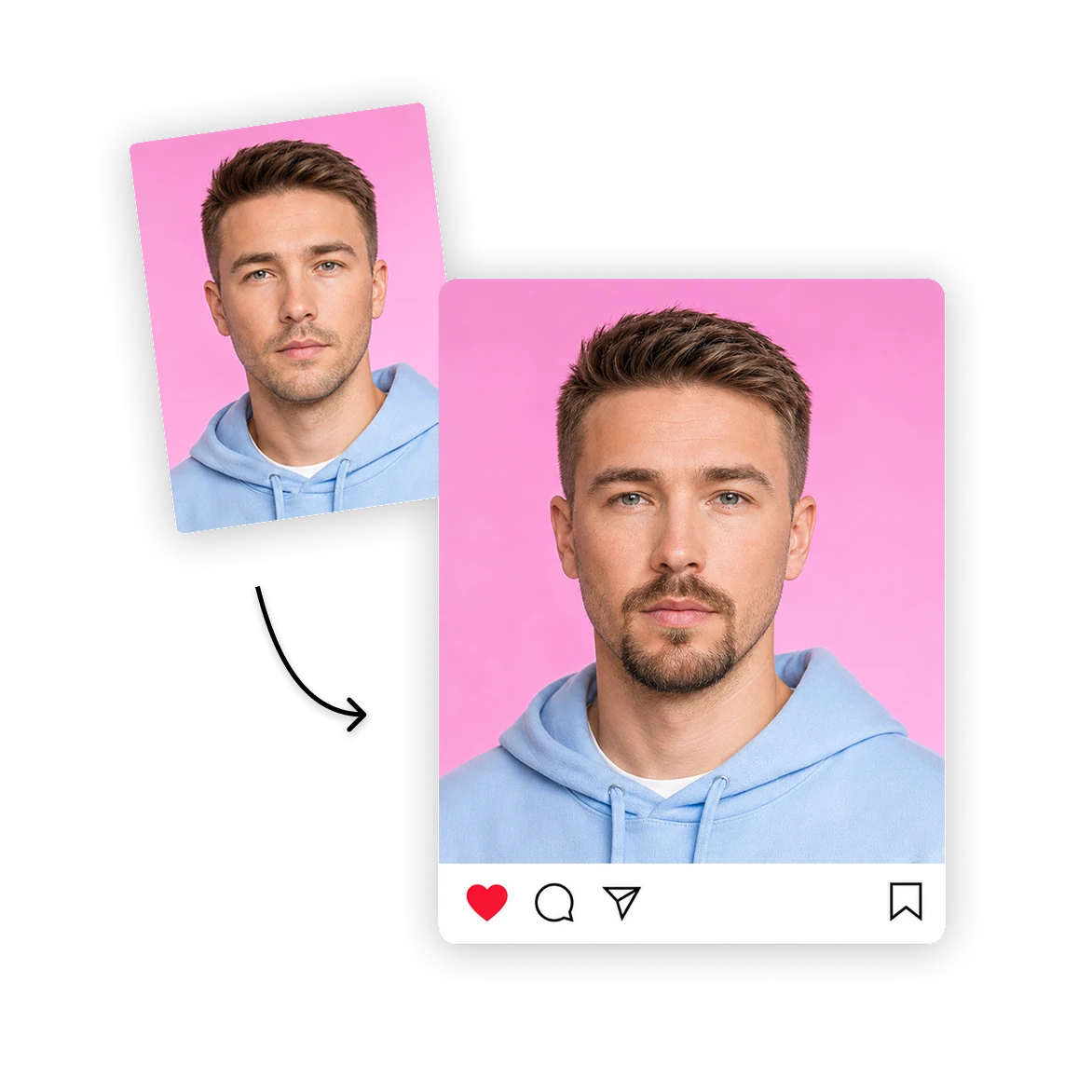 AI Beard immersive promo image showing a beard transformation preview