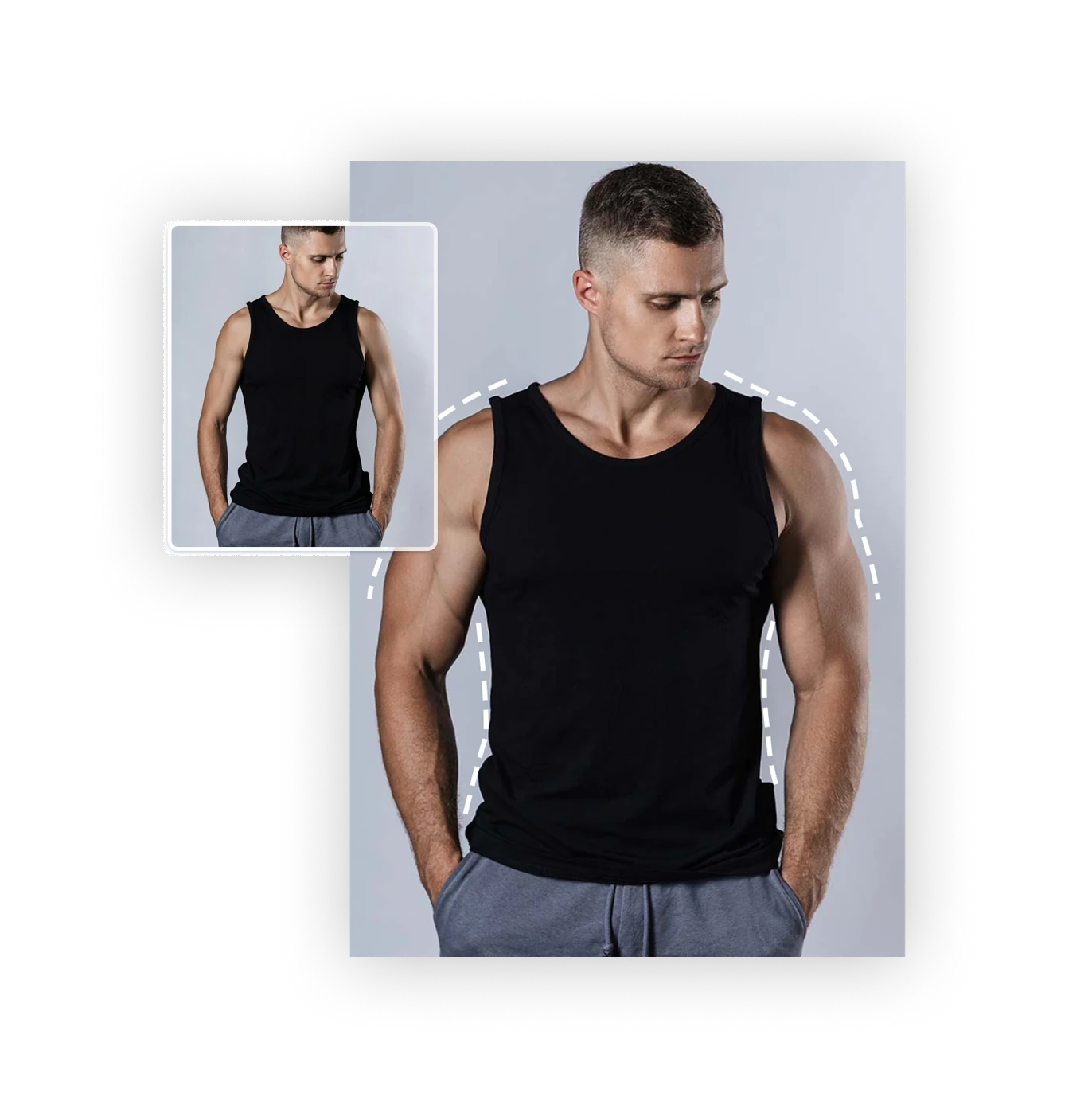 BodyEffect immersive promo image showing a body contour transformation preview
